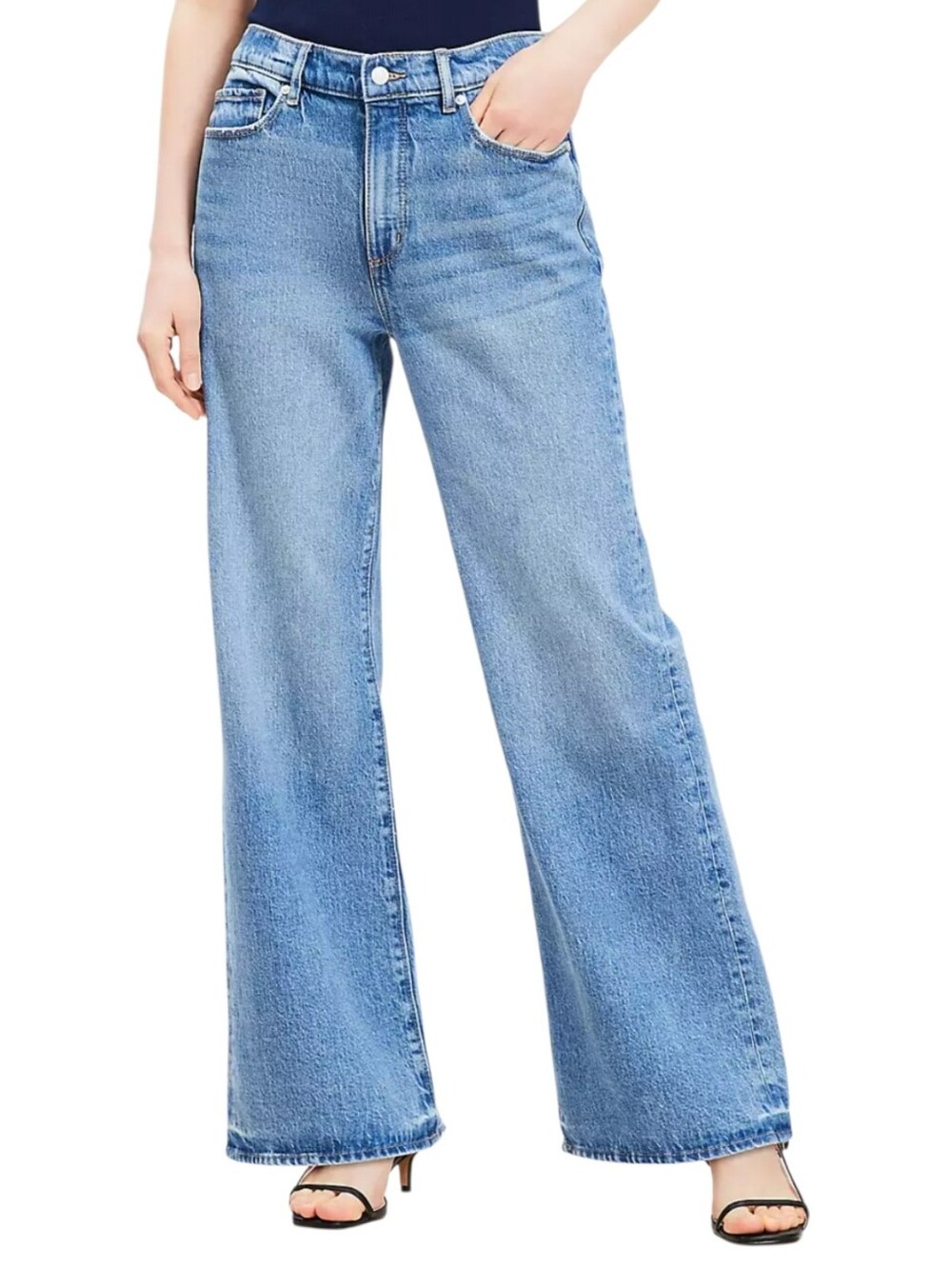 LOFT The Wide Leg High Rise Jeans In Medium Wash